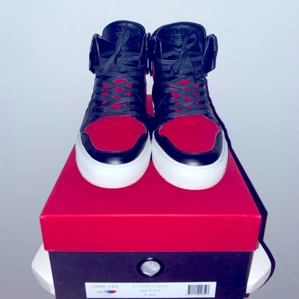 Buscemi 110MM Ronnie Fieg RedBlack Hightop Sneakers​​​​​